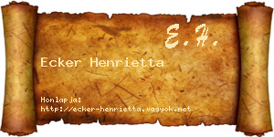 Ecker Henrietta névjegykártya